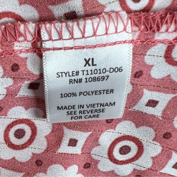 Pink all over print tie back peplum top size XL - Picture 6 of 6